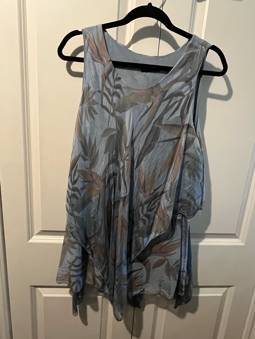 Bella Amore Silk Light Blue Floral Print Swing Tank